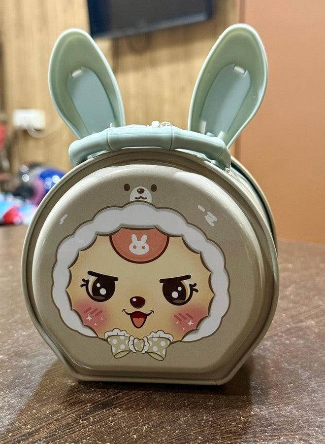 VRT Purple Bunny Piggy Bank, Cartoon Design Money Box with Bow (Khaki) - Image 4